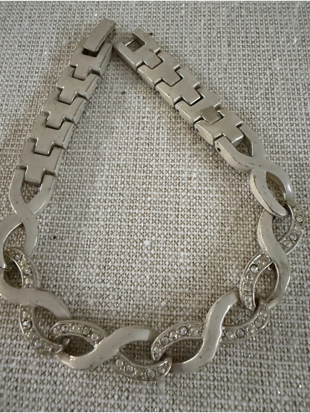 Gold and Silver Crystal Link Bracelet Set - Women's Jewelry